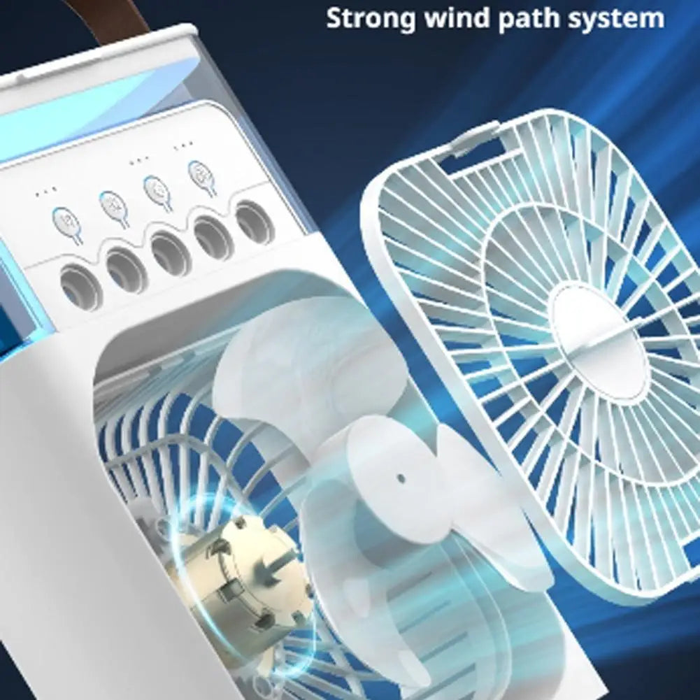 Portable Mini AC Fan with LED Light & Humidifier.