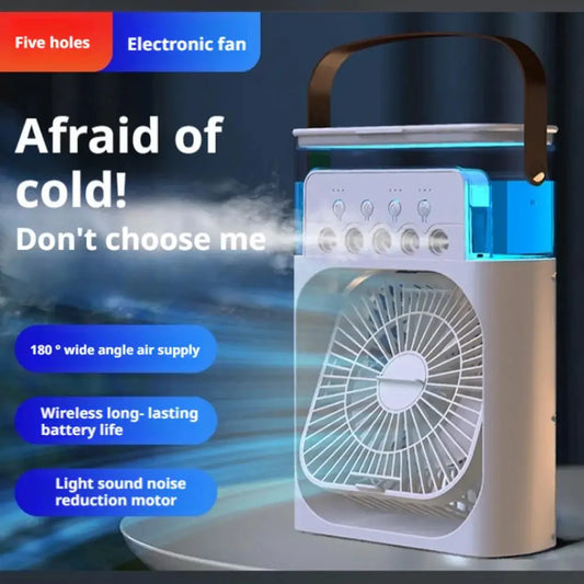 Portable Mini AC Fan with LED Light & Humidifier.