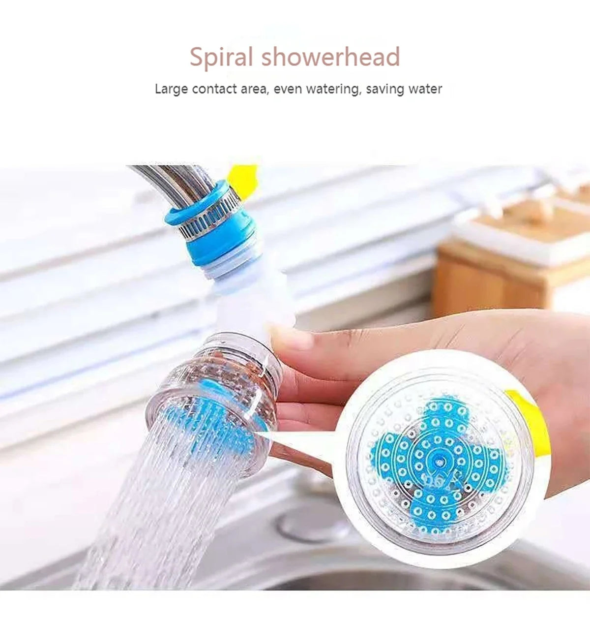 Rotating Kitchen Faucet Splash Filter – Clip-On Fan Tap Nozzle.