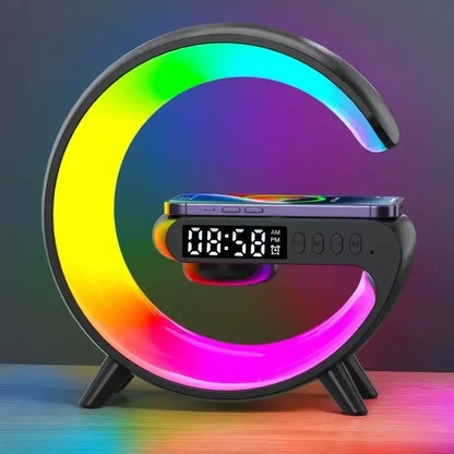G63 4-in-1 RGB Bluetooth Speaker with LED Light & Wireless Charging.