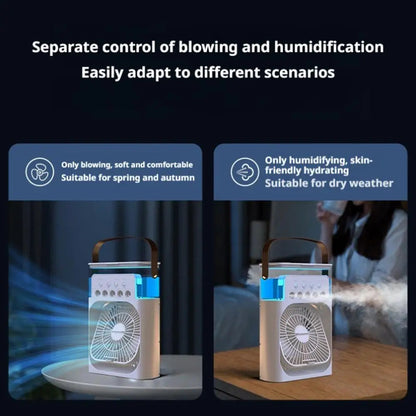 Portable Mini AC Fan with LED Light & Humidifier.