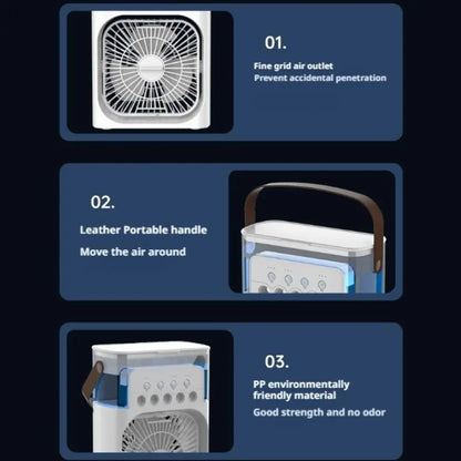 Portable Mini AC Fan with LED Light & Humidifier.