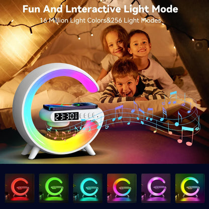 G63 4-in-1 RGB Bluetooth Speaker with LED Light & Wireless Charging.