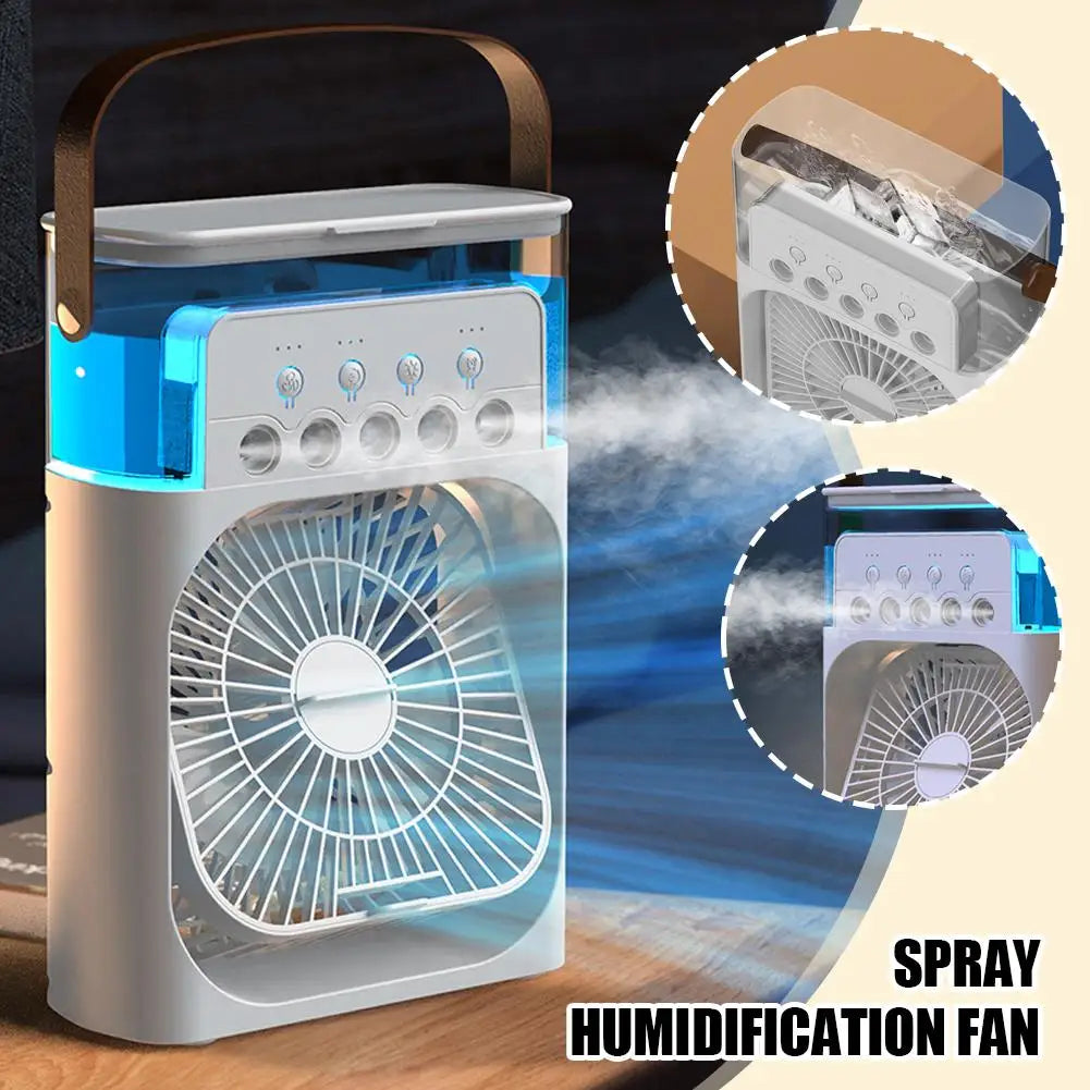 Portable Mini AC Fan with LED Light & Humidifier.